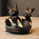 Estátua Buldogue Francês Casal de Resina Homefy - HOMEFY
