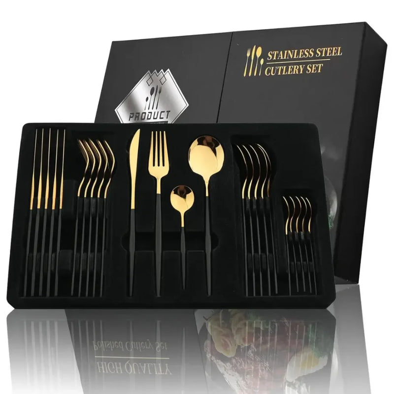 Conjunto de Talheres Dourado Luxy 24 Peças - HOMEFY